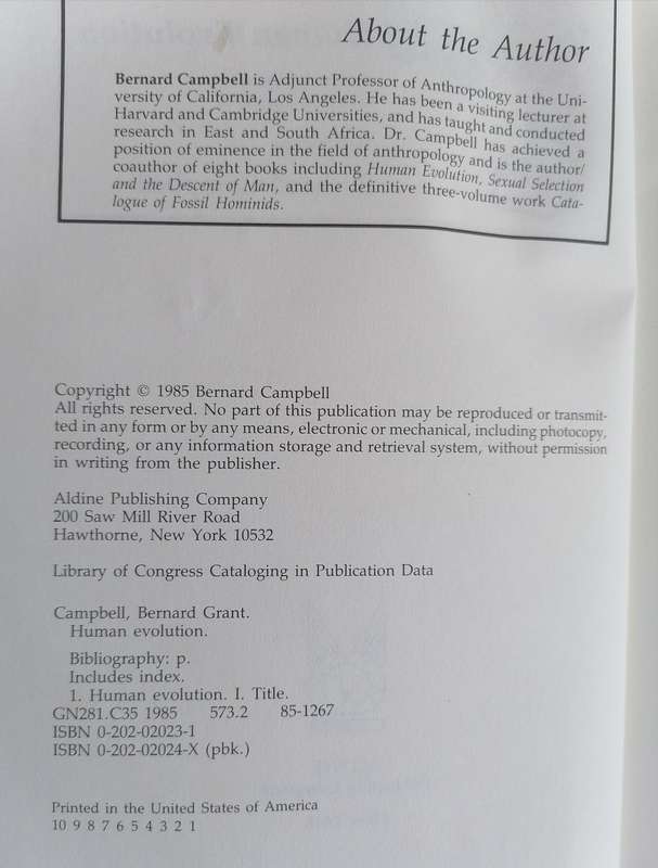 Human Evolution by Bernard Campbell (Third Edition)