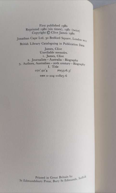 Unreliable Memoirs by Clive James