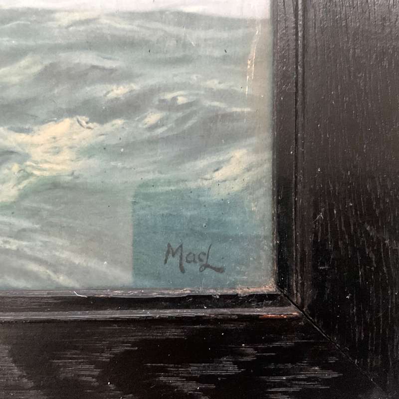 Large dramatic maritime print of sailing ship on a windswept sea-great for a man cave!