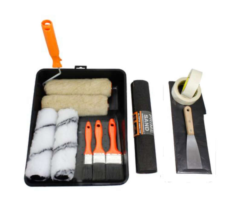 Investify DIY 14 piece Premium Paint Roller, Tray & Brush Kit for Exterior Walls & Trim
