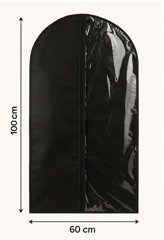 SUIT COVER BLACK WITH TRANSPARENT SIDE 60 X 100CM Bulk Pack of 5