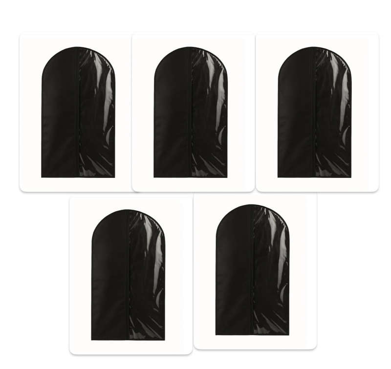SUIT COVER BLACK WITH TRANSPARENT SIDE 60 X 100CM Bulk Pack of 5