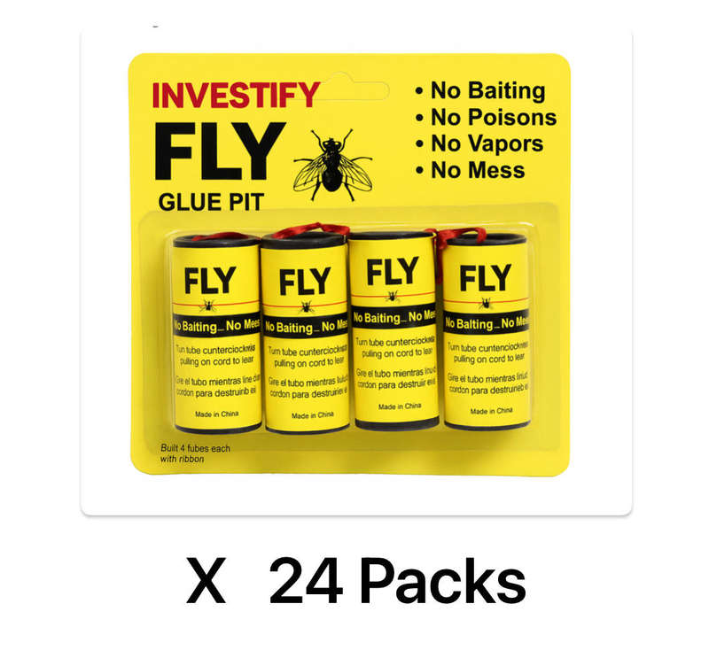 Investify fly Ribbon fly catcher Box of 24 Cards of 4 . Pack of 96 Ribbons