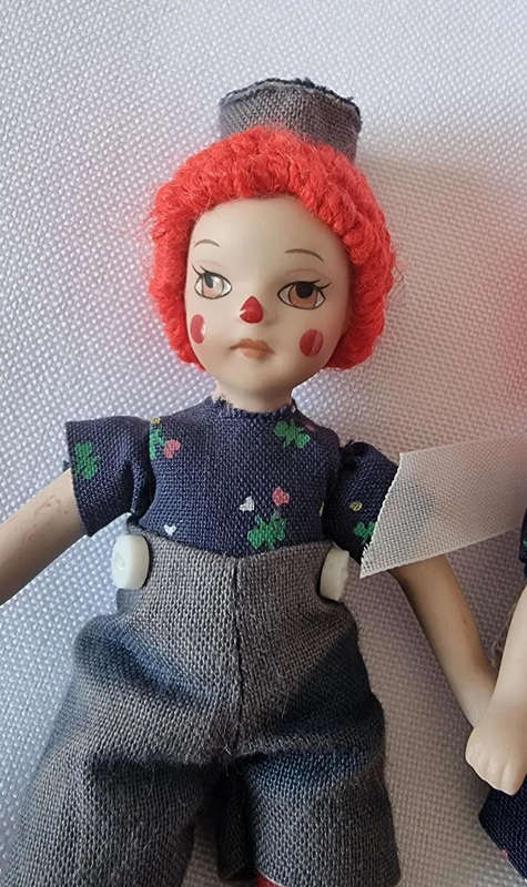 Raggedy Ann and Raggedy Andy Miniature Porcelain Dolls
