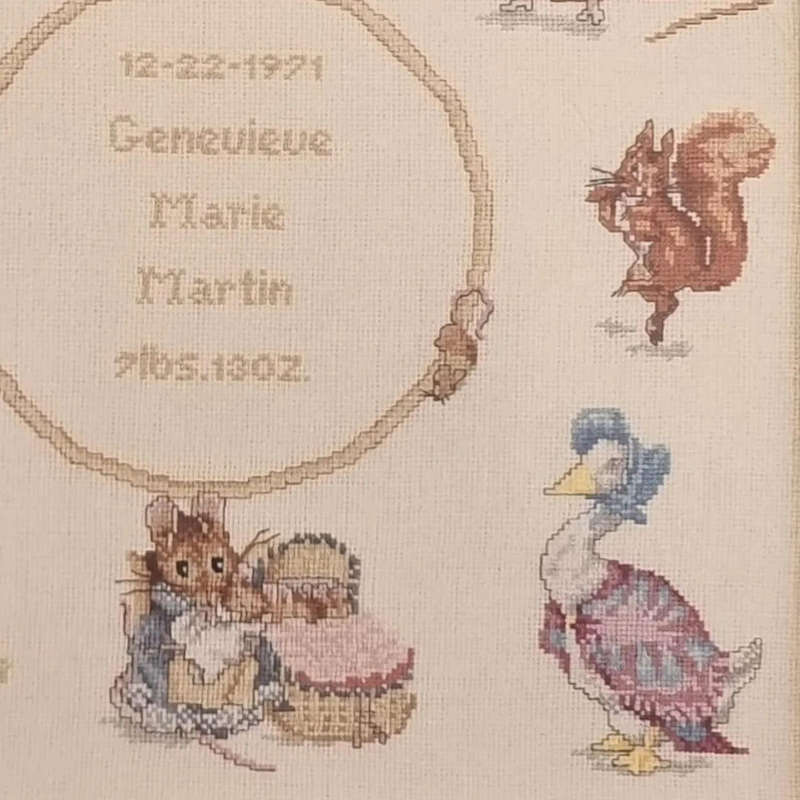 Green Apple - Beatrix Potter Birth Sampler #623