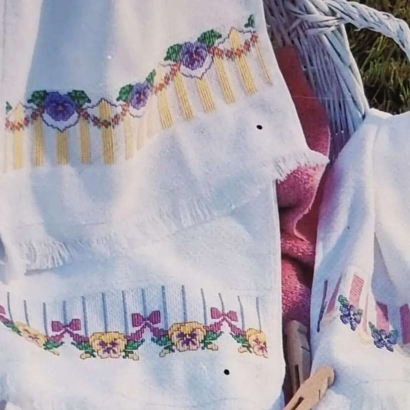 Full colour cross-stitch leaflet Spring Florals for Fingertips  Sweet pansies to brighten any room.