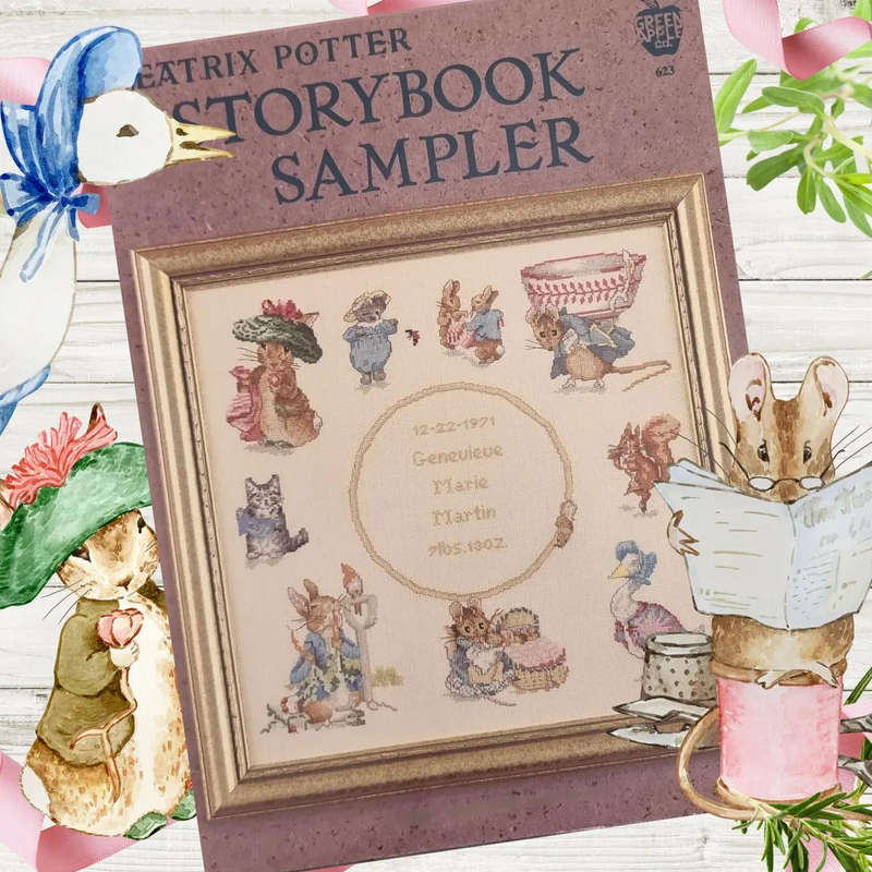 Green Apple - Beatrix Potter Birth Sampler #623