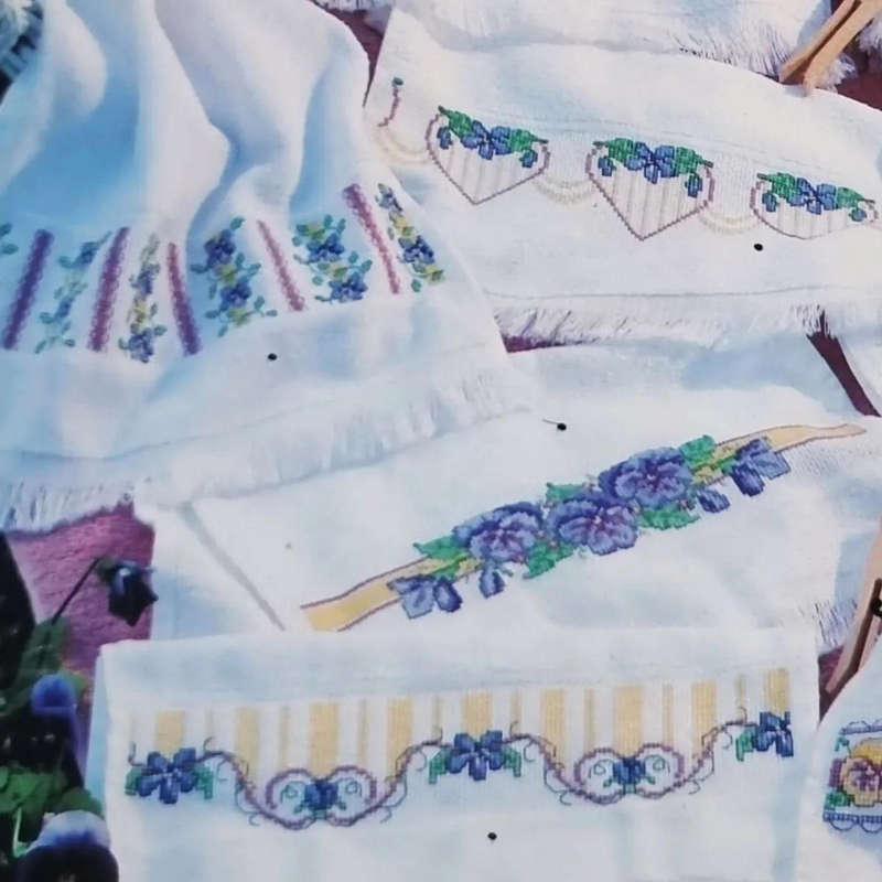 Full colour cross-stitch leaflet Spring Florals for Fingertips  Sweet pansies to brighten any room.