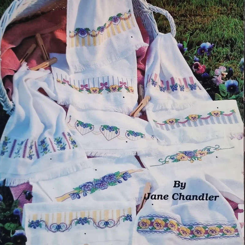 Full colour cross-stitch leaflet Spring Florals for Fingertips  Sweet pansies to brighten any room.