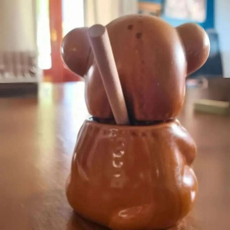 Cute vintage smiling bear honey pot circa 1982.