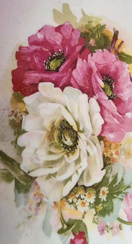 Handpainted roses Vintage china bureau/dresser/vanity jewelry trinket tray.