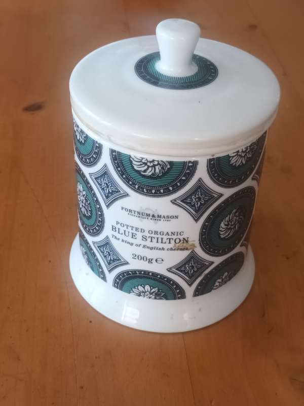 Rare Fortnum & Mason Organic Blue Stilton King of English Cheese Porcelain Storage Canister