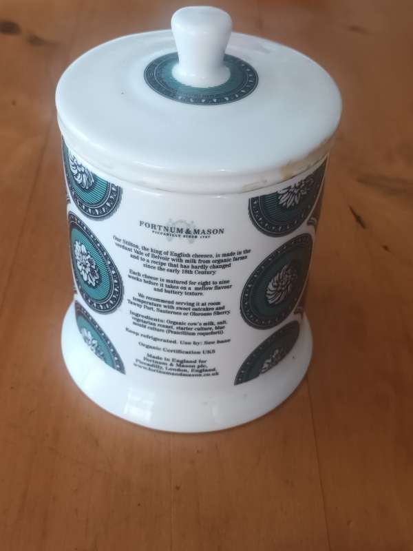 Rare Fortnum & Mason Organic Blue Stilton King of English Cheese Porcelain Storage Canister