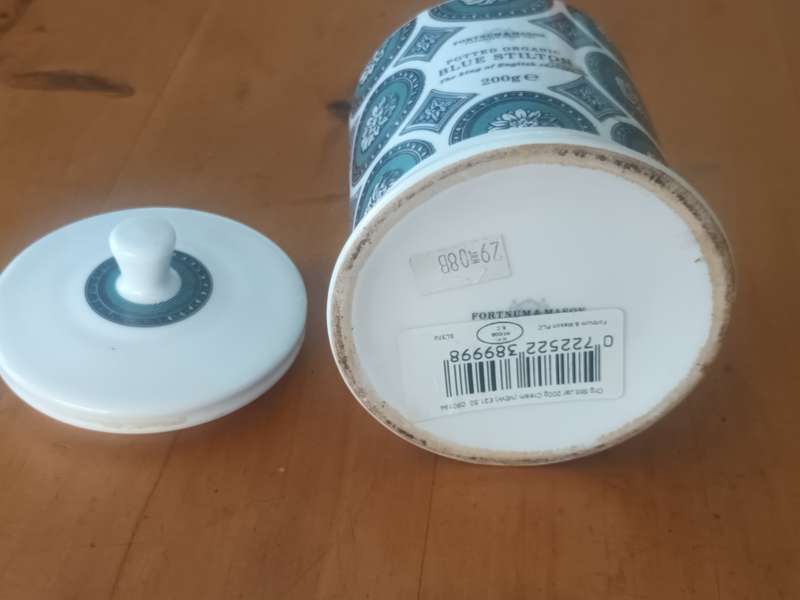 Rare Fortnum & Mason Organic Blue Stilton King of English Cheese Porcelain Storage Canister