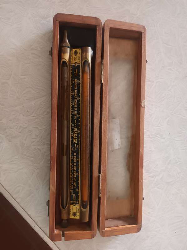 VINTAGE Visgage Oil Viscosity Gauge Model 2 In Wooden Case Louis C. Eitzen Co