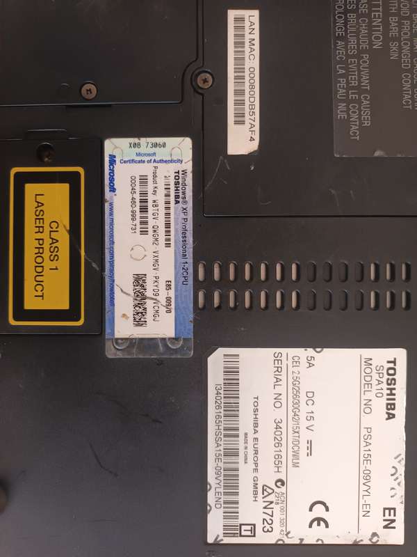 VINTAGE Toshiba Satellite Pro Laptop Model PSA15E-09VYL-EN