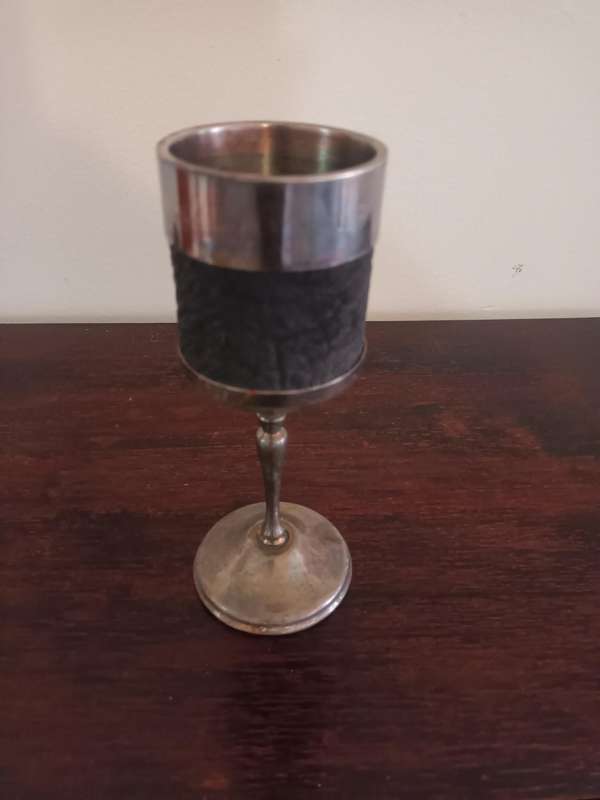 ANTIQUE Silver Plate On Copper Goblet