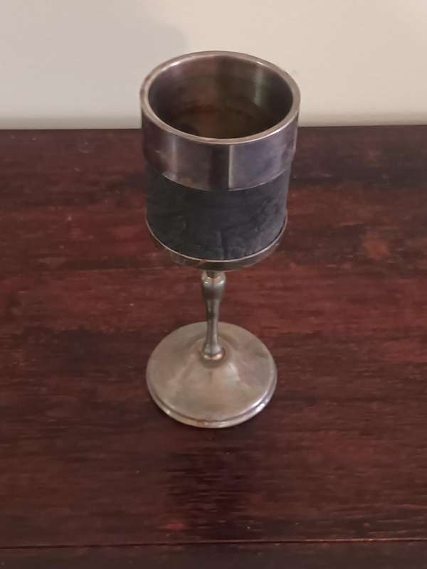 ANTIQUE Silver Plate On Copper Goblet