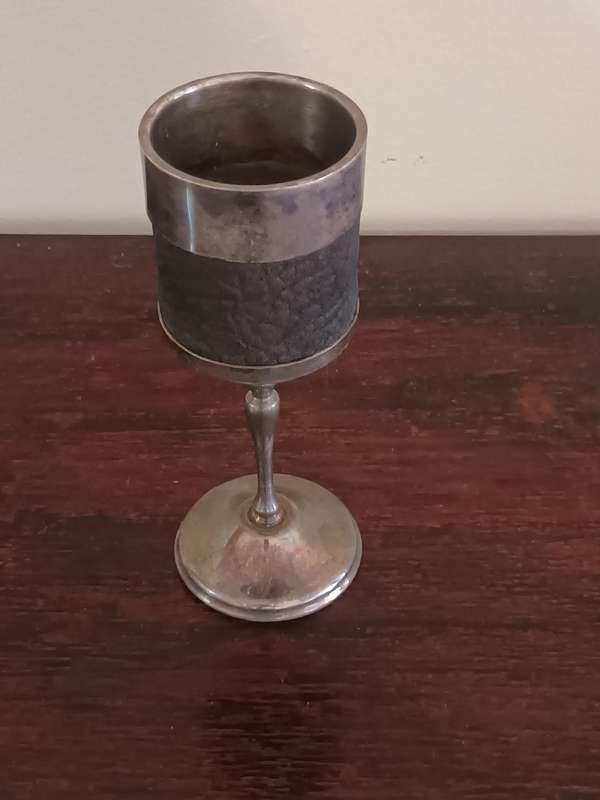 ANTIQUE Silver Plate On Copper Goblet