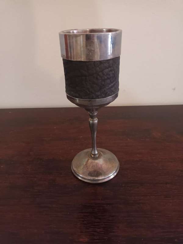 ANTIQUE Silver Plate On Copper Goblet
