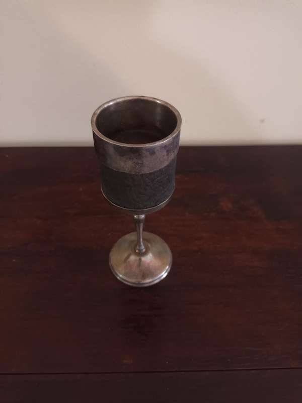 ANTIQUE Silver Plate On Copper Goblet