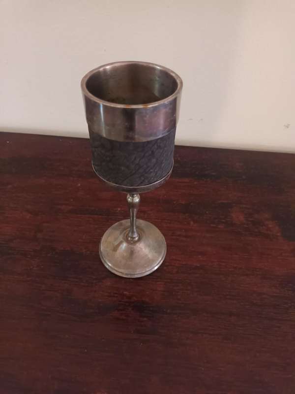 ANTIQUE Silver Plate On Copper Goblet