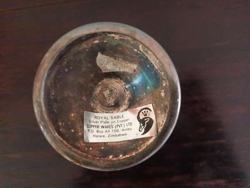 ANTIQUE Silver Plate On Copper Goblet