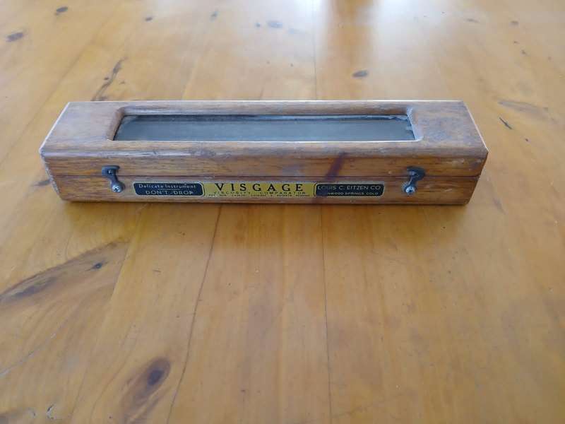 VINTAGE Visgage Oil Viscosity Gauge Model 2 In Wooden Case Louis C. Eitzen Co
