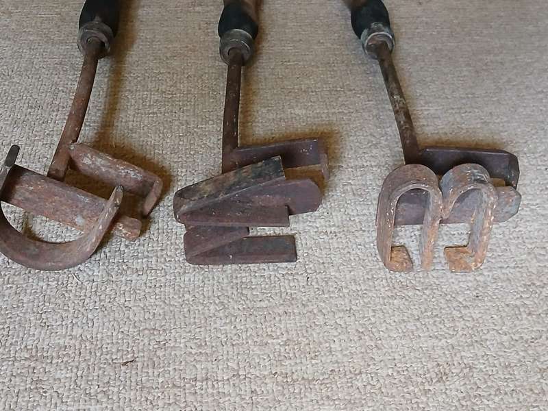 ANTIQUE Cattle Branding Irons × 3