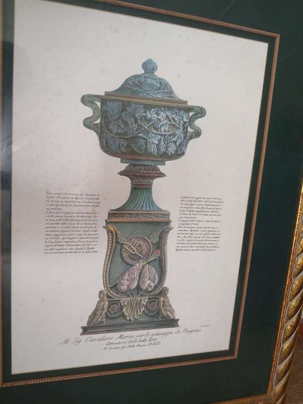 FRAMED Large Giovanni Piranesi Print Of An Egyptian Style Marble VaseWeighing Approximately 11.5kg