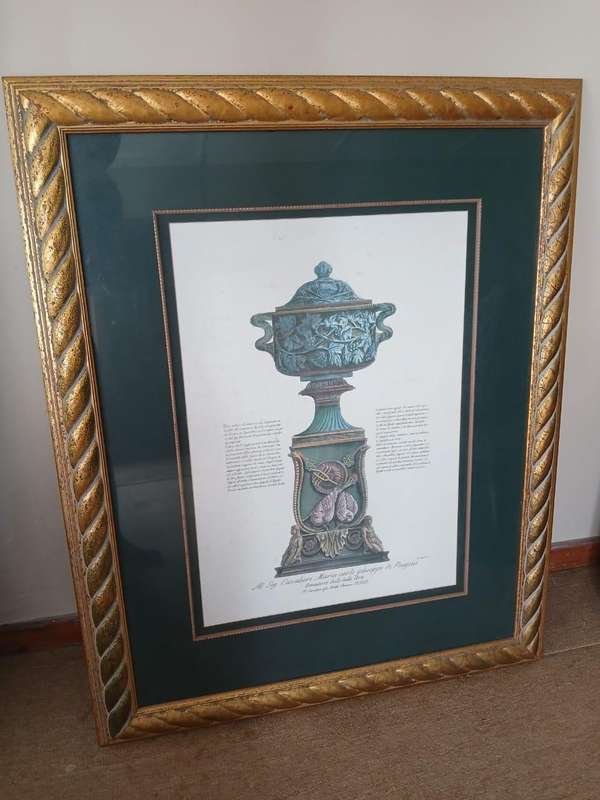 FRAMED Large Giovanni Piranesi Print Of An Egyptian Style Marble VaseWeighing Approximately 11.5kg
