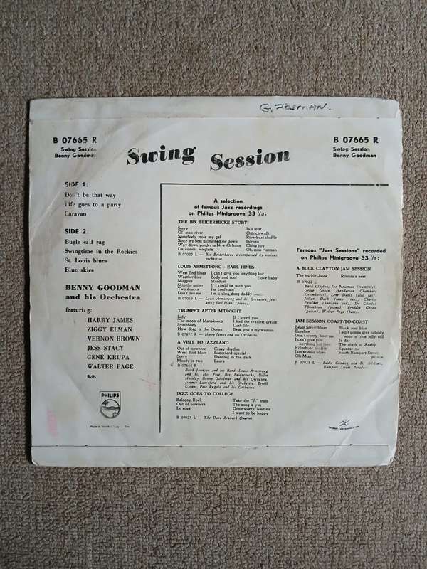 Benny Goodman Swing Session Vynl LP Record
