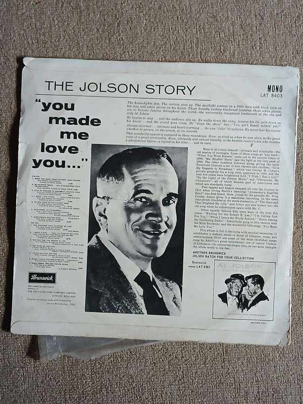 Al Jolson The Jolson Story - You Made Me Love You VINYL LP