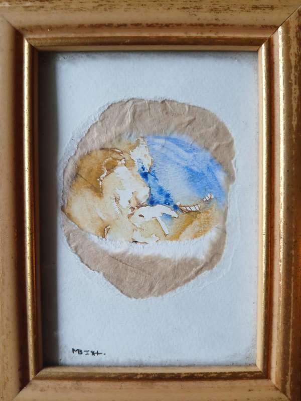 FRAMED Miniature Watercolor Painting