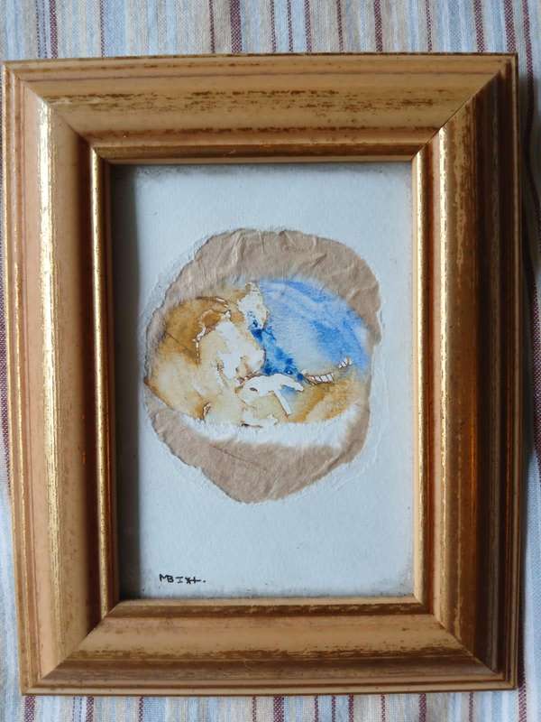 FRAMED Miniature Watercolor Painting