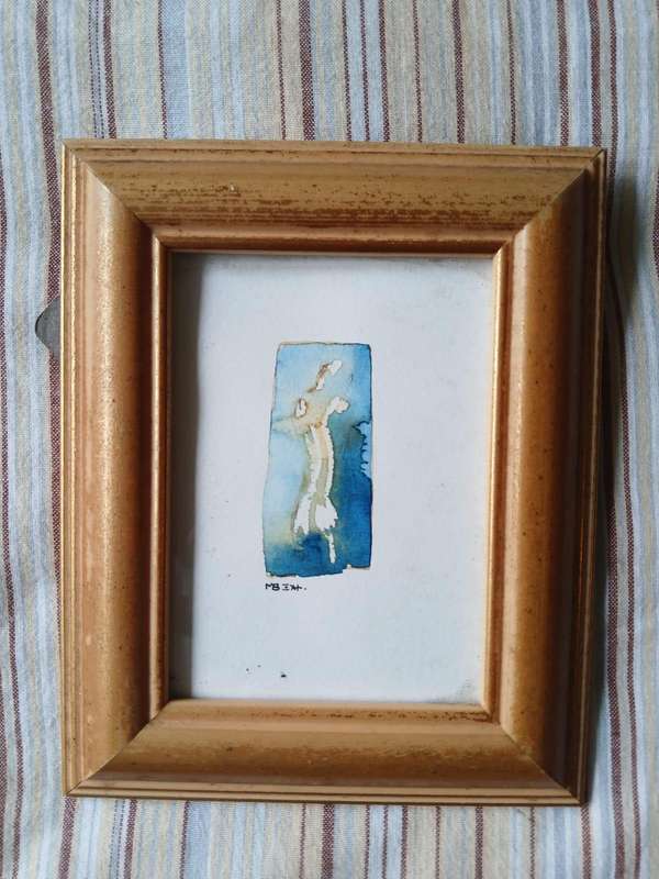 FRAMED Miniature Watercolor Painting