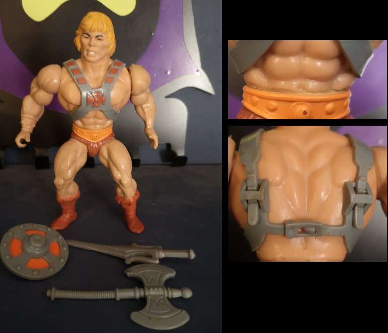 RARE Short Strap He-man complete (early 8-back variant), vintage MOTU / He-man action figure