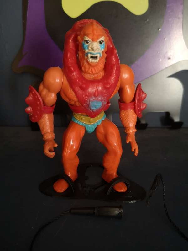RARE Beast Man complete (early 8-back variant with white eyes), vintage MOTU / He-man action figure