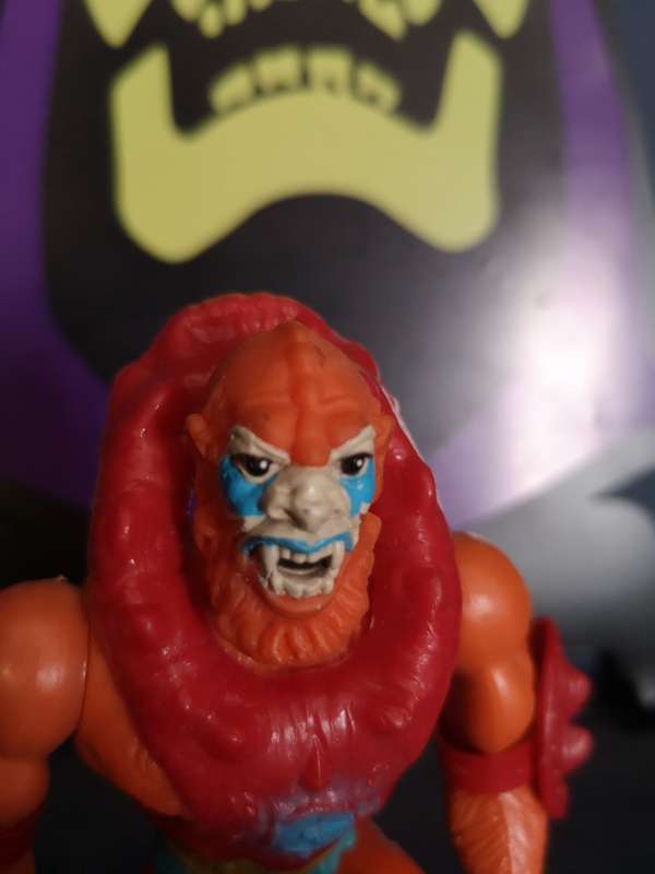 RARE Beast Man complete (early 8-back variant with white eyes), vintage MOTU / He-man action figure