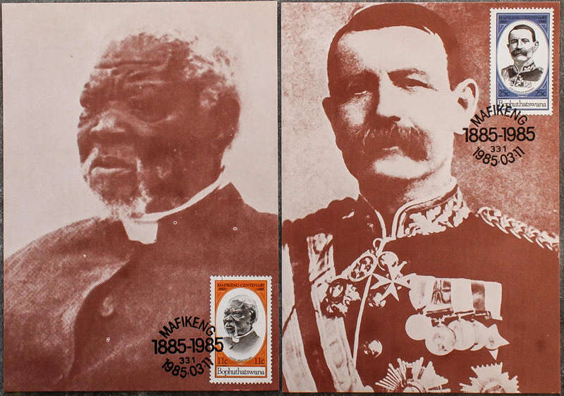 Mafikeng Centenary 1985 First Day Maxicards - Bophuthatswana - 2 Maximum Postcards (nr. 17.1 & 17.2)
