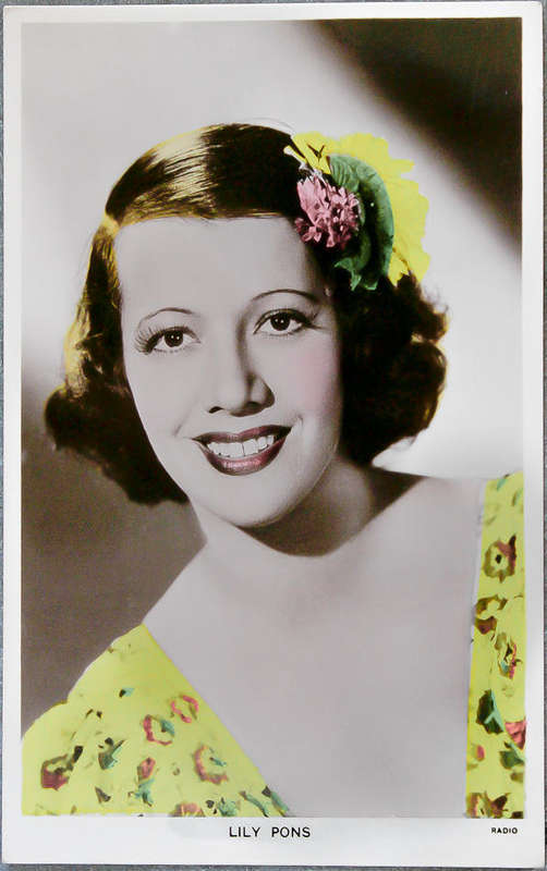 Vintage Lily Pons Handcoloured Real Photo Postcard - Colourgraph Series No. C 286 - Radio