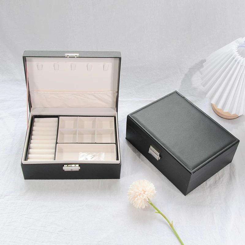 Valcla Jewelry Box Double Watch Pillow With Lock Jewelry Double Layer Jewelry Box Earrings Storag