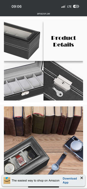Watch Box, 6 Slot Leather Display Case Organizer with Glass Lid, Elegant Watch Storage Box for Jewel