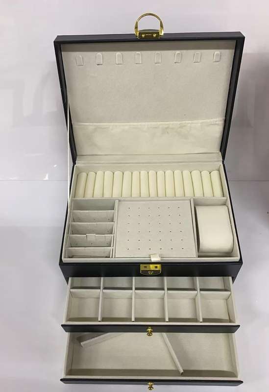 1pc PU Jewelry Box Organizer For Women Earrings Rings Necklace Storage Case Fashion Display Holder,