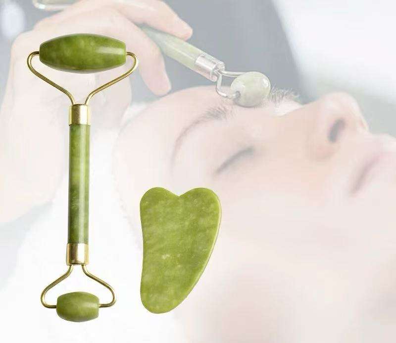 Natural Face Massager Guasha Jade Roller Scraper Facial Skin