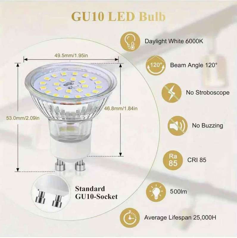 GU10 LED Bulbs, 6000K Cool White 5W