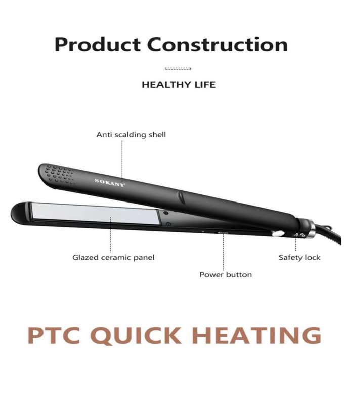 Sokany Hair Straightener Iron Ceramic for Wet Dry Hair