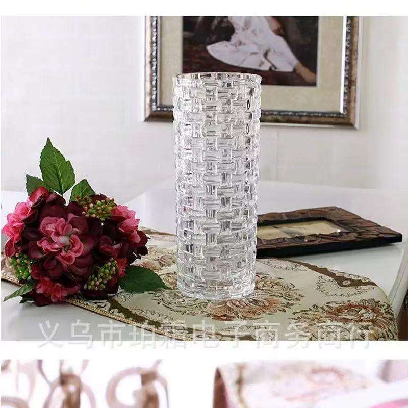Crystal Clear Rattan Weave Glass Vase