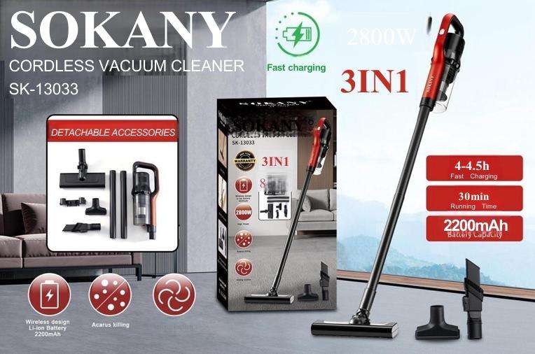 SOKANY CORDLESS VACUUM CLEANER 2800W