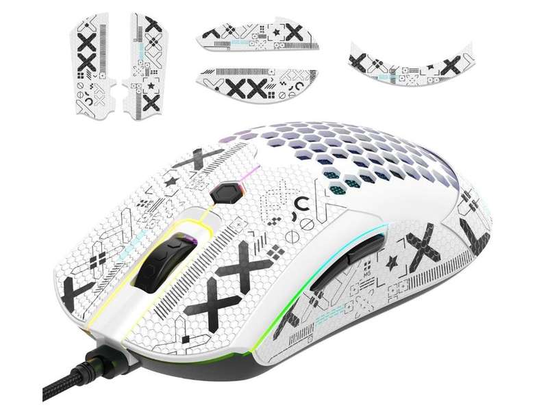 M5 RGB Wired Honeycomb Gaming Mouse 12000DPI 65g - White